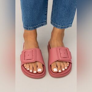 Bamboo Pink Slide Sandals